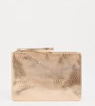 South Beach Exclusive Snake Embossed Clutch In Rose Gold Metallic