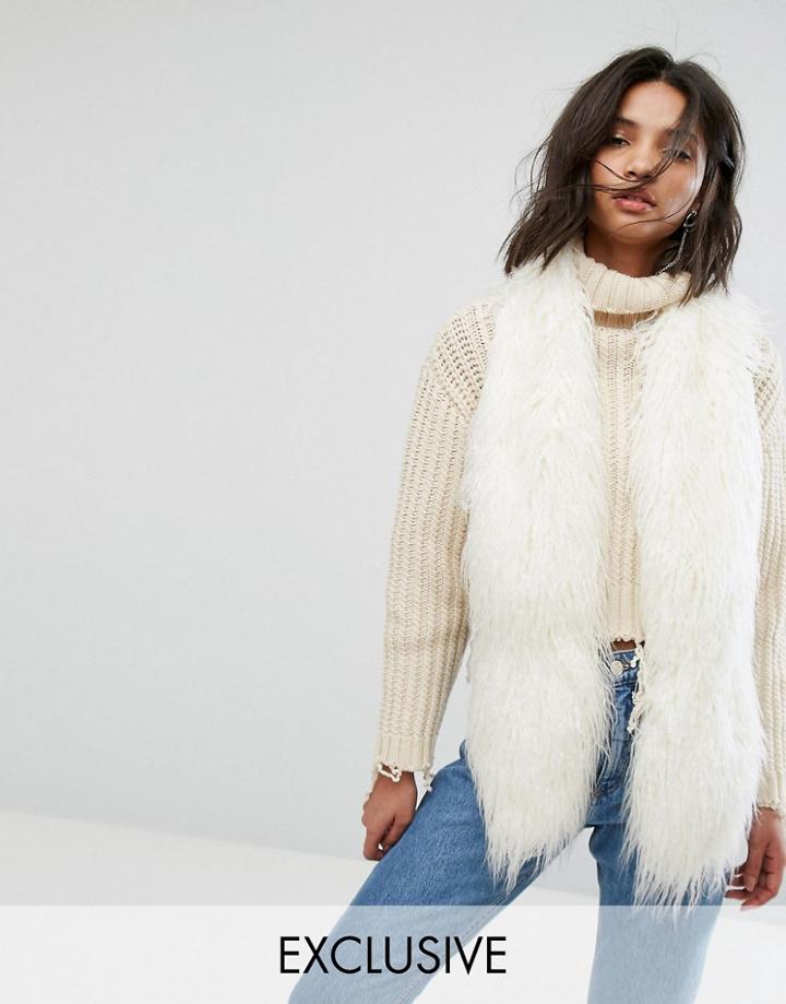 My Accessories Faux Mongolian Fur Scarf - Cream