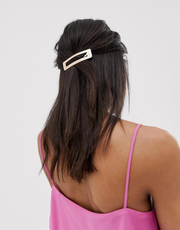Asos Design Oversized Snap Hair Clip In Gold - Gold