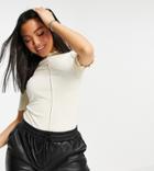 Vero Moda Petite Lettuce Edge T-shirt In Cream-white