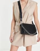 Mango Cross Body Bag With Chain Embossing And Chain Detail In Black