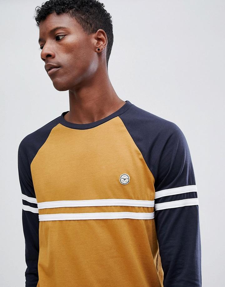 Le Breve Raglan Cut And Sew Long Sleeve Top - Yellow