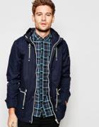 Blend Hooded Jacket Lightweight Parka In Navy - Navy