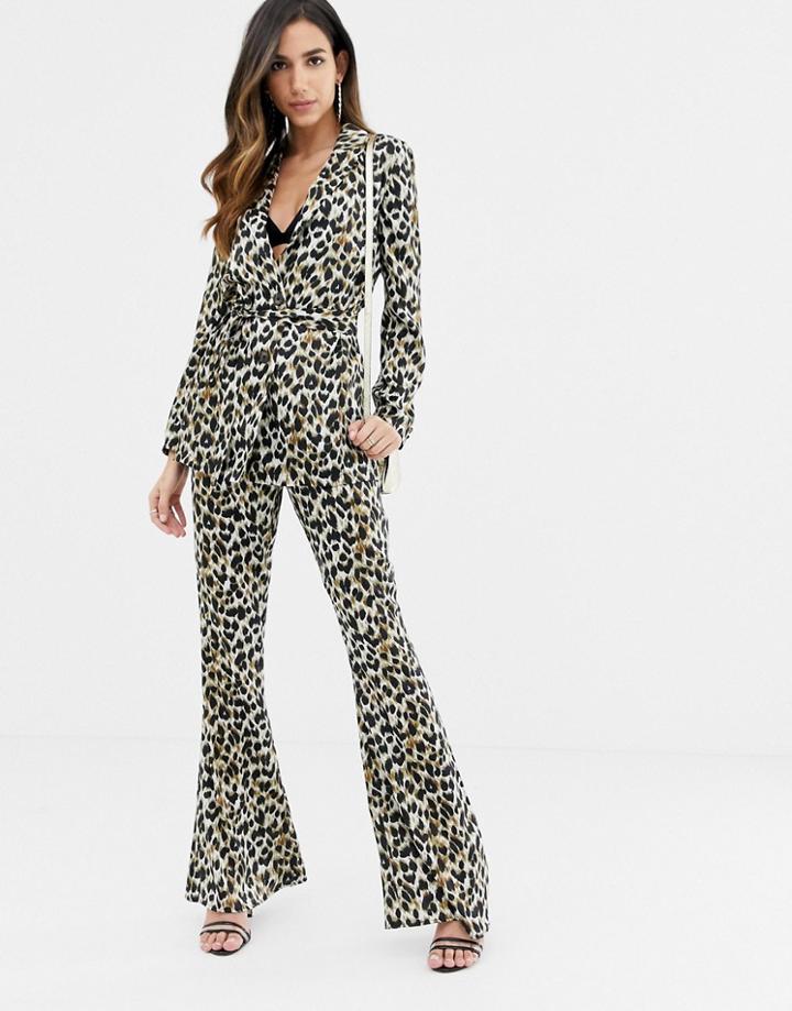 Asos Design Kick Flare Pants In Animal Print-multi