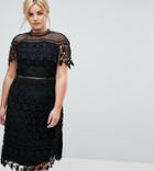 Chi Chi London Plus Lace High Neck Midi Dress - Black