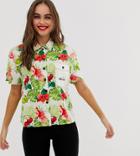 Ellesse Recycled Utility Shirt With Pocket In Palm Print - Multi