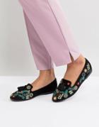 New Look Embroidered Tab Tassel Slipper - Black