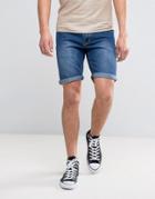 Liquor & Poker Relaxed Denim Short Mid Wash - Blue