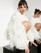 Asos Edition Mini Dress In Textured Mesh In White