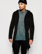 Asos Knitted Parka In Chenille - Black