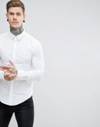 Emporio Armani Slim Fit Stretch Poplin Shirt In White - White