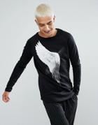 Just Junkies Sweatshirt With Wing Print - Black