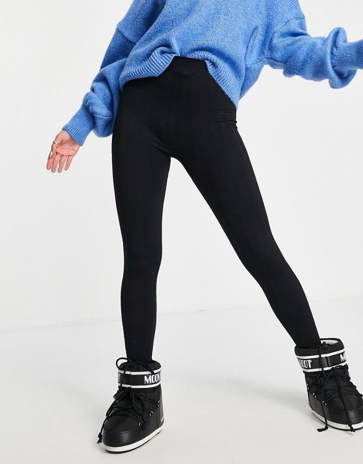 Asos 4505 Ski Base Layer Legging In Cable Knit-black