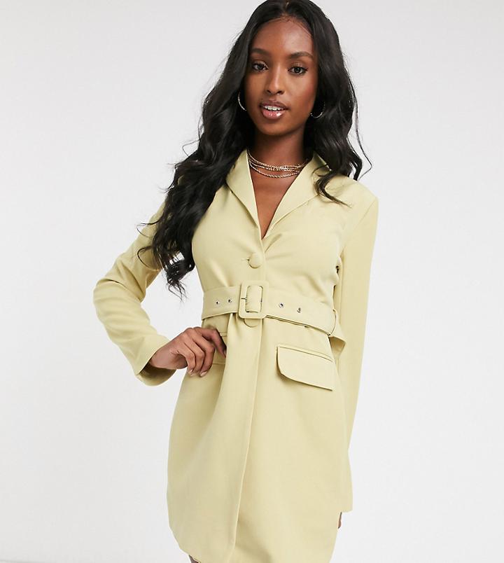 4th + Reckless Tall Blazer Dress With Belt In Pistachio-green