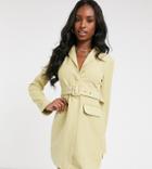 4th + Reckless Tall Blazer Dress With Belt In Pistachio-green