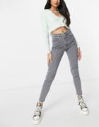 Topshop Jamie Recycled Cotton Blend Jeans In Gray-grey