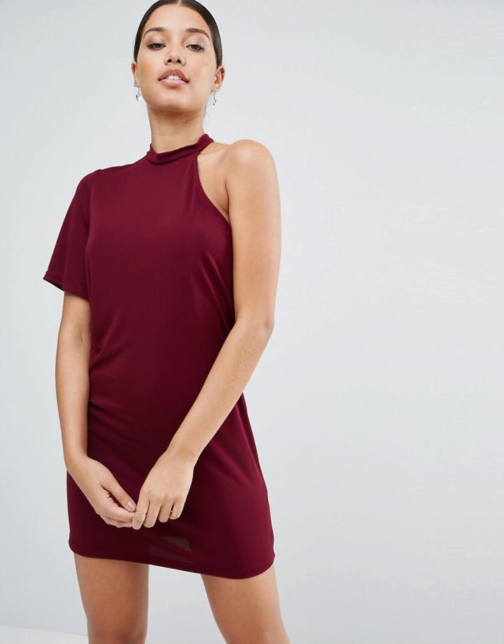 Asos One Shoulder Shift Dress - Red