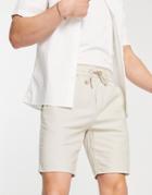 Only & Sons Shorts In Linen Mix With Elasticated Waist In Beige-neutral