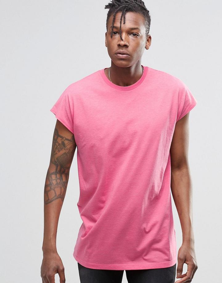Asos Oversized Sleeveless T-shirt In Pink Marl - Tea Rose Marl