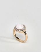 Asos Faux Opal And Stones Circle Ring - Gold
