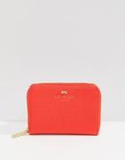 Ted Baker Small Zip Purse In Textured Leather - Red