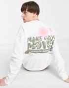 Asos Daysocial Oversized Sweatshirt With Multi Placement Graphic Prints In White