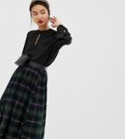 Warehouse Smock Top With Keyhole In Black - Black