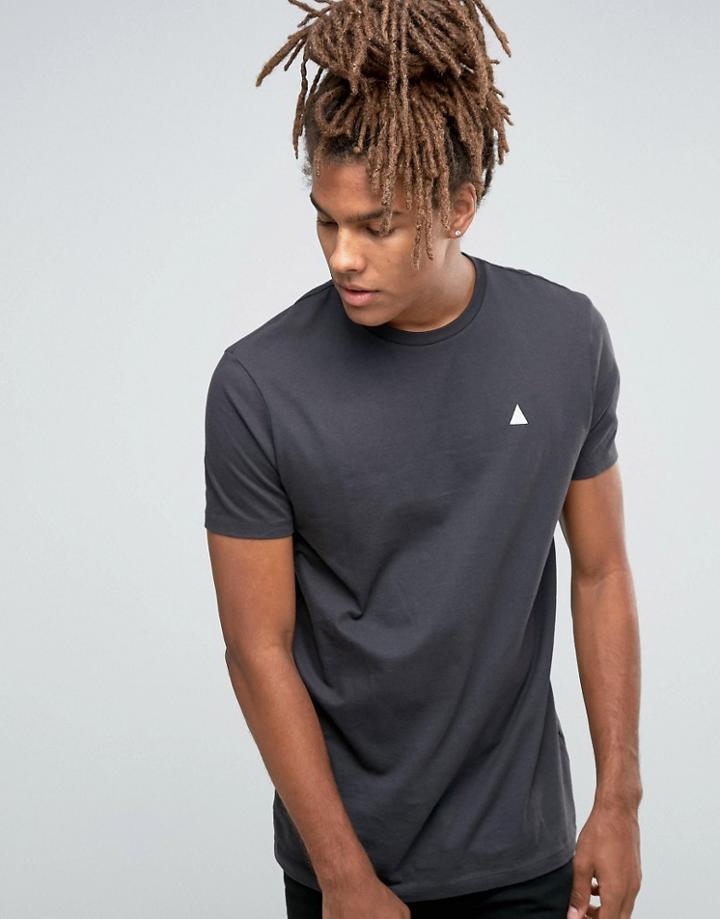 Asos Longline T-shirt With Logo In Gray - Green
