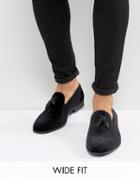 Asos Wide Fit Loafers In Black Velvet - Black