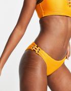 Accessorize Eyelet Detail Bikini Bottoms In Orange