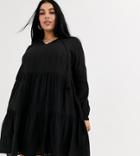 Junarose Tiered Smock Dress-black