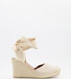 Asos Design Wide Fit Tori Tie Leg Wedge Espadrilles In Natural-neutral