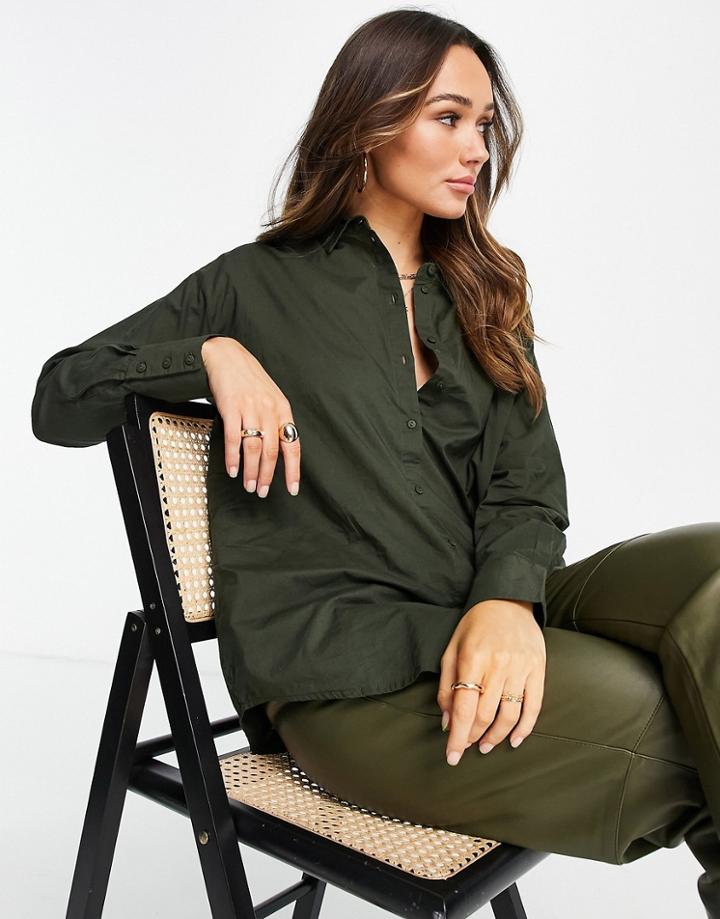 Vero Moda Aware Organic Cotton Shirt In Dark Green