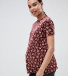Asos Design Maternity Ditsy Printed Velvet T-shirt - Multi