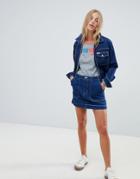 Wrangler Denim Mini Skirt With Contrast Stitch - Blue