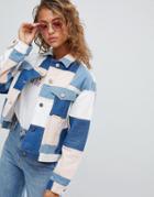 Asos Design Denim Patchwork Jacket - Multi