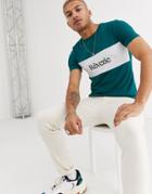 Asos Design Skinny T-shirt With Stretch And Color Block With French Text-green