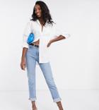 Asos Design Tall Long Sleeve Boyfriend Shirt In Cotton In White