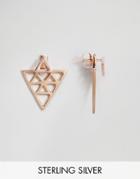 Asos Rose Gold Plated Sterling Silver Triangle Swing Earrings - Rose Gold