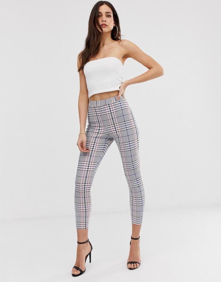 Asos Design Check Jacquard Skinny Pants-multi