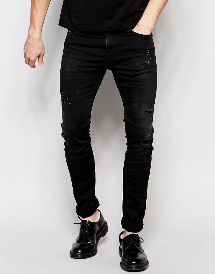 Vivienne Westwood Anglomania Skinny Fit Jeans With All Over Rips - Black