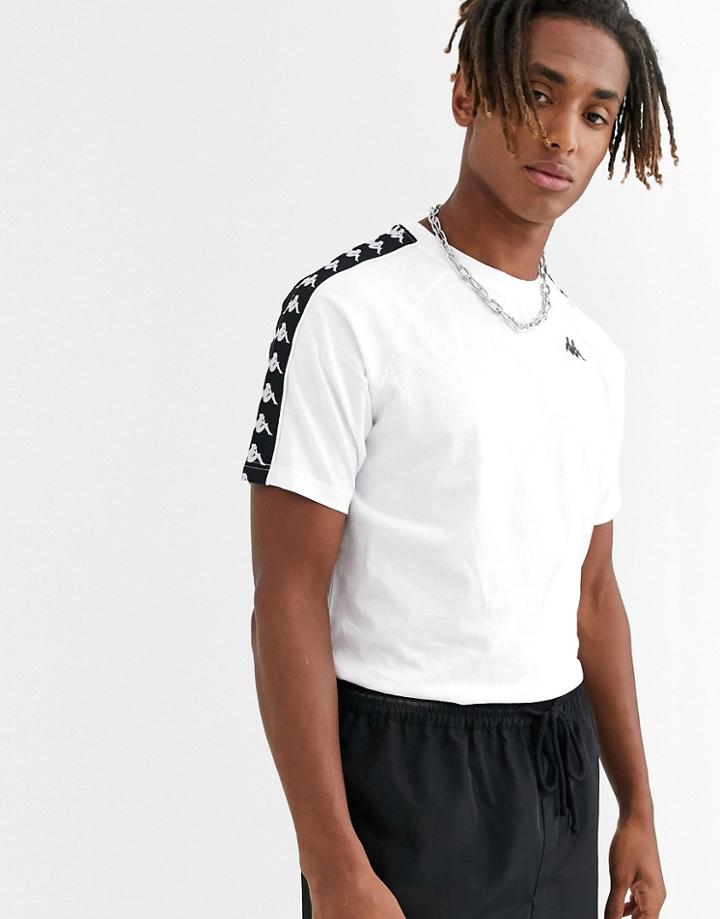Kappa 222 Banda Coen T-shirt With Sleeve Taping In White