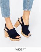 Asos Tammy Wide Fit Heeled Sandals - Navy