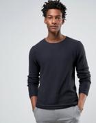Troy Textured Sweater With Crew Neck - Navy
