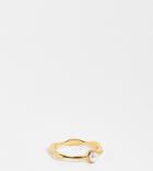 Asos Design 14k Gold Plated Ring With Pearl-style Birthstone