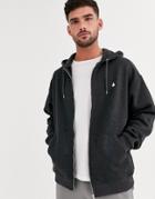 Asos Design Oversized Zip Up Hoodie In Charcoal With Triangle-gray