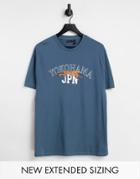 Asos Design Relaxed T-shirt In Blue With Yokohama City Print-black