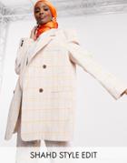 Asos Design Dad Suit Blazer In Orange Check-multi