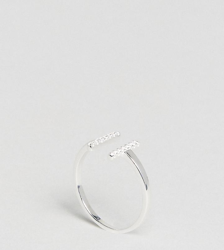 Designb London Sterling Silver Split Bar Ring - Silver