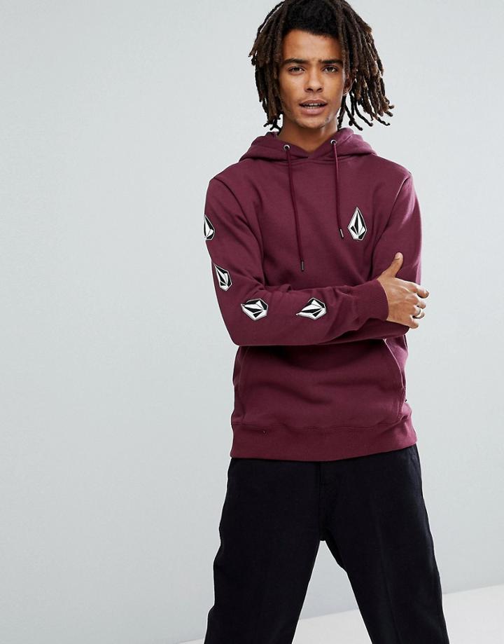 Volcom Hoodie With Logo Sleeve Print - Red